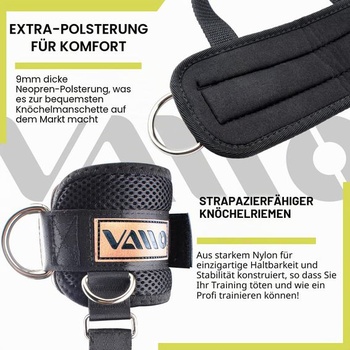 Nastaviteľné členkové popruhy VAIIO pre posilňovacie stroje, pohodlné nosenie, neoprén, zosilnený