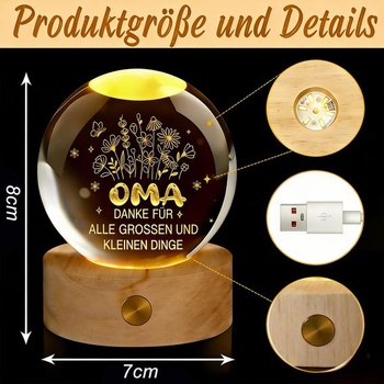 Darček pre babičku, 60mm dobíjací sklenený krištáľ, darček ku Dňu matiek, narodeninový darček, darčeky ku