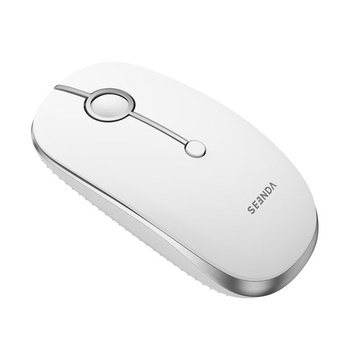 Seenda MOU001 Bluetooth myš, tichá, pripojenie 3 zariadení, bielo-strieborná