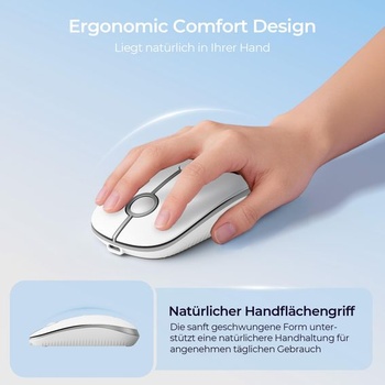 Seenda MOU001 Bluetooth myš, tichá, pripojenie 3 zariadení, bielo-strieborná