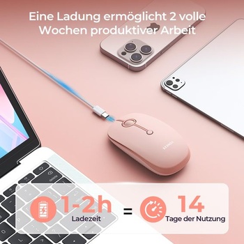Bluetooth myš seenda MOU001, tichá, pripája sa k 3 zariadeniam, ružová