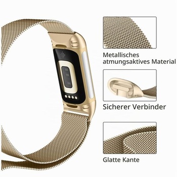 Kovový náramok kompatibilný s Fitbit Charge 6, nastaviteľný nerezový sieťovaný remienok s magnetickou