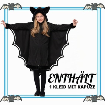 Kostým upíra Spooktacular Creations, svieti v tme, dievčenský kostým s čiernymi a striebornými netopierími