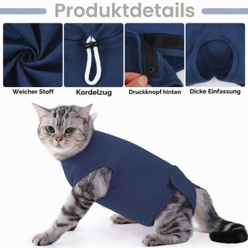 Pooperačný overal pre mačky, mäkký elastický chirurgický overal pre mačky s patentnými zapínaním,