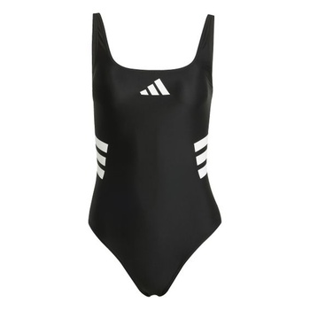 Dámske plavky adidas s 3 prúžkami a chrbtom, veľkosť 42, čiernobiele