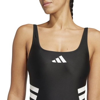 Dámske plavky adidas s 3 prúžkami a chrbtom, veľkosť 42, čiernobiele
