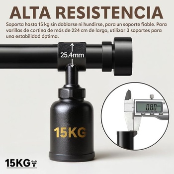 Čierna záclonová tyč, 80-218 cm, matný kov, výsuvná, Ø25 mm