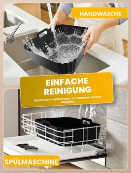 Silikonové vložky do fritézy, nepřilnavé, černé, 2 kusy, pro Tefal 8,3 l Dual, Lakeland 8 l, Tower