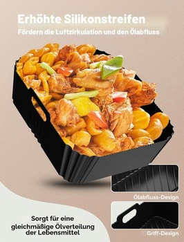 Silikónové vložky do fritézy, nepriľnavé, čierne, 2 kusy, pre Tefal 8,3 l Dual, Lakeland 8 l, Tower