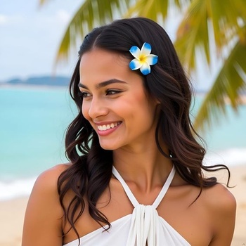 Havajské sponky a vlásenky s příchutí plumeria frangipani, pěnová hlava, květina, párty, pláž,
