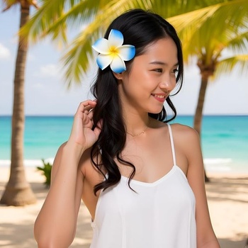 Havajské sponky a vlásenky s příchutí plumeria frangipani, pěnová hlava, květina, párty, pláž,