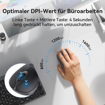 Bezdrôtová myš TECKNET Silent, 1600 DPI 2,4 GHz s USB Nano prijímačom, šedá