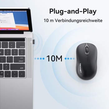 Bezdrôtová myš TECKNET Silent, 1600 DPI 2,4 GHz s USB Nano prijímačom, šedá