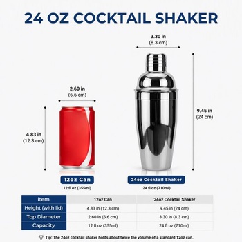 Sada šejkrů na koktejly 750ml Šejkr na koktejly Martini s vestavěným sítkem Stříbrná - 3 ks