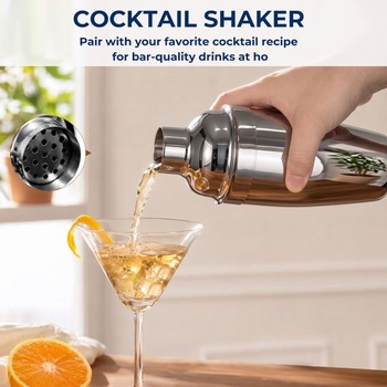 Sada šejkrů na koktejly 750ml Šejkr na koktejly Martini s vestavěným sítkem Stříbrná - 3 ks