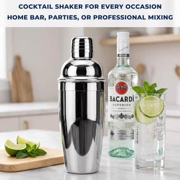 Sada šejkrů na koktejly 750ml Šejkr na koktejly Martini s vestavěným sítkem Stříbrná - 3 ks