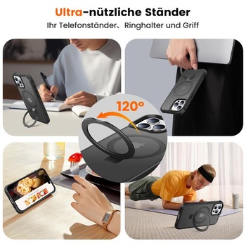 Pouzdro pro iPhone 15 Pro s magnetickým stojánkem, černé. Černé pro iPhone 15 Pro