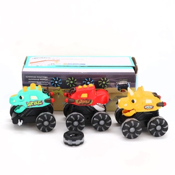 MOONTOY 3dielna sada dinosaurského monster trucku, svietiace autíčko pre vek 1+, auto s funkciou „press