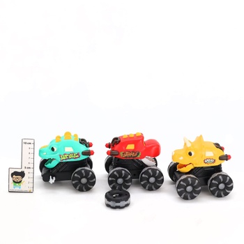 MOONTOY 3dielna sada dinosaurského monster trucku, svietiace autíčko pre vek 1+, auto s funkciou „press