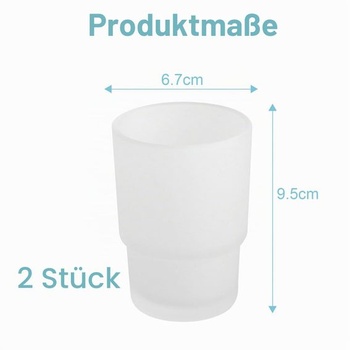 Sada 2 skleněných držáků na zubní kartáčky, matný kelímek na zubní kartáček, kelímek na ústní vodu,