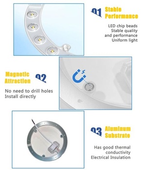 KINGYEENUO 24W LED modulový svetelný zdroj s magnetickým držiakom, dodatočná montáž LED okrúhleho