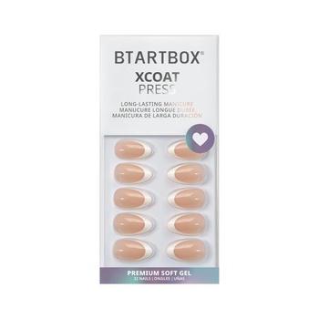 BTArtbox Press On Nails, biely francúzsky lak, Mandel Kurz, francúzsky hrot, 32 ks A1 - biely