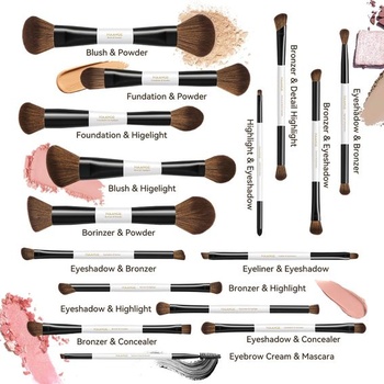 Sada štetcov na make-up MAANGE, 16-dielna sada štetcov na make-up, profesionálne obojstranné štetce na