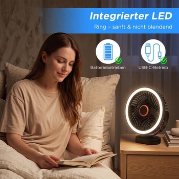 Stolný ventilátor Lepwings, tichý, malý USB ventilátor s batériou 4000 mAh, výdržou 4–12 hodín, 3