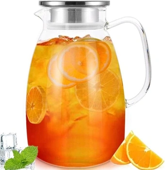 Sklenená karafa s vekom, 2 litre; džbán na vodu z…