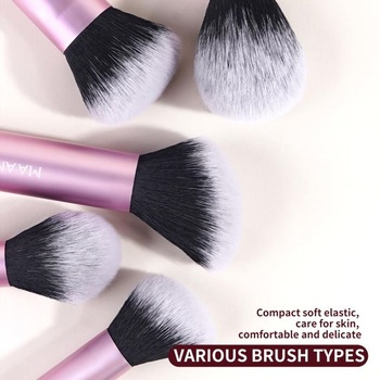 MAANGE Sada štetcov na make-up, 16dielna, cestovné štetce na tekuté a púdrové produkty, kontúrovacie