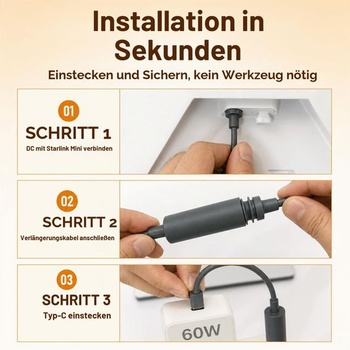 Adaptérový kábel Starlink Mini USB-C na DC - 16AWG, 18 cm, vodotesný prevodník DC5521 samica na