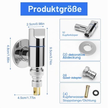 Automatický uzatvárací ventil vody do práčky - rohový ventil z nerezovej ocele s mosadzným jadrom a