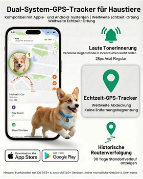 GPS obojek pro kočky, sledovač psů bez měsíčních poplatků, kompatibilní s iOS a Android, sledování