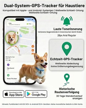 GPS obojok pre mačky, sledovač psov bez mesačných poplatkov, kompatibilný s iOS a Android, sledovanie
