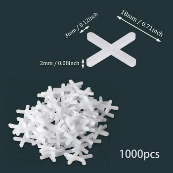 1000 bílých distančních podložek na dlaždice, 3mm PVC distanční podložky, křížové distanční