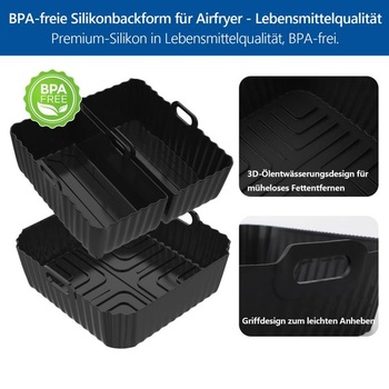 3dielna silikónová forma na teplovzdušnú fritézu (4,5-8l teplovzdušná fritéza) - alternatíva
