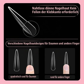NOVO OVO Halloween tvarované XXL ihlové tipy na nechty v tvare mandlí pre zakrivené nechtové lôžka,