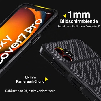 Puzdro ivoler pre Samsung Galaxy Xcover 7 Pro s 3 ochrannými fóliami z tvrdeného skla, vojenské
