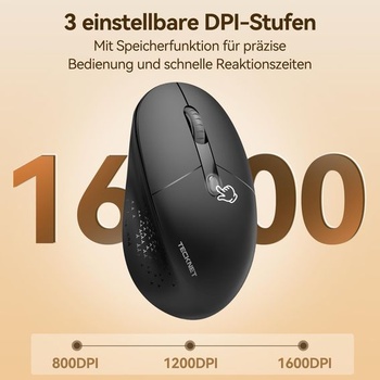 Bezdrôtová myš TECKNET Bluetooth, 2,4G tichá dobíjacia myš, čierna