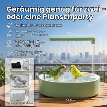 Ptačí sprcha pro andulky, ptačí koupel pro andulky, krmítko pro ptáky napájené z USB na balkon,