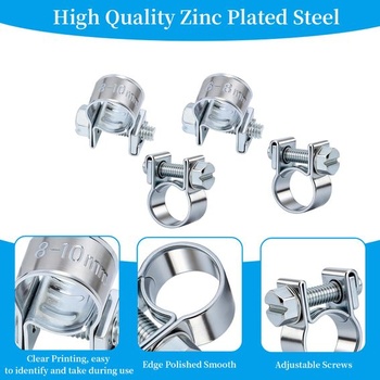 20 mini hadicových svorek, 6-8 mm 8-10 mm malé nastavitelné hadicové svorky pro vstřikování paliva,