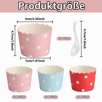 150 KS papierových košíčkov na muffiny, papierové košíčky na muffiny, košíčky na cupcakes s bodkami