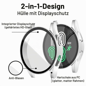 [2 ks puzdier pre Samsung Galaxy Watch 4/FE 40mm sklenené ochranné puzdro, HD odolné proti