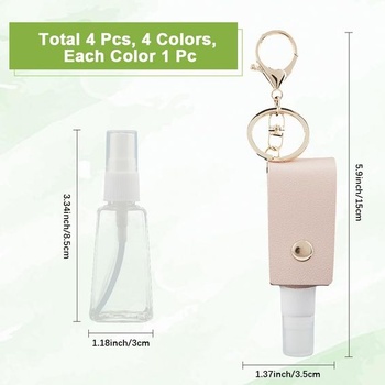 4farebný cestovný prívesok na fľašu z PU kože, držiak na dezinfekciu rúk, prívesok na kľúče 30 ml,