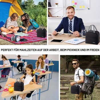 SUOXU Izolovaná taška na oběd pro muže, ženy, děti, chladicí taška, opakovaně použitelná termotaška