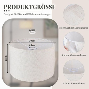 EFUTURETIME látkové tienidlo V20 x Ø30cm bubon pre E14/E27 béžové 1 ks