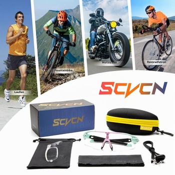SCVCN Fotochromatické samozabarvovací cyklistické brýle pro muže a ženy, čiré sportovní sluneční