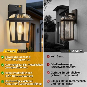 Venkovní lampa OYKYOHEI s PIR senzorem černá