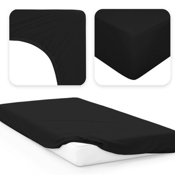 Jacobson Jersey napínacie prestieradlo, bavlnené prestieradlo (60x120-70x140 cm, čierne) 60x120 -