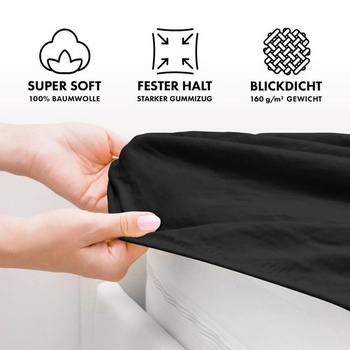 Jacobson Jersey napínacie prestieradlo, bavlnené prestieradlo (60x120-70x140 cm, čierne) 60x120 -